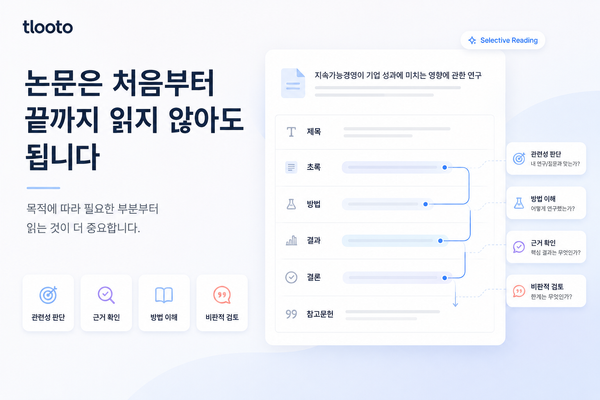 논문은 처음부터 끝까지 읽지 않아도 된다: 목적별 읽기 전략